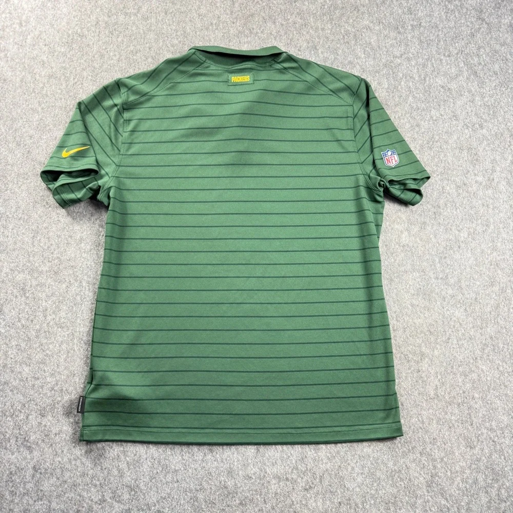 Nike Mens Polo Shirt M Dri Fit Green Bay Collared Short Sleeve Striped